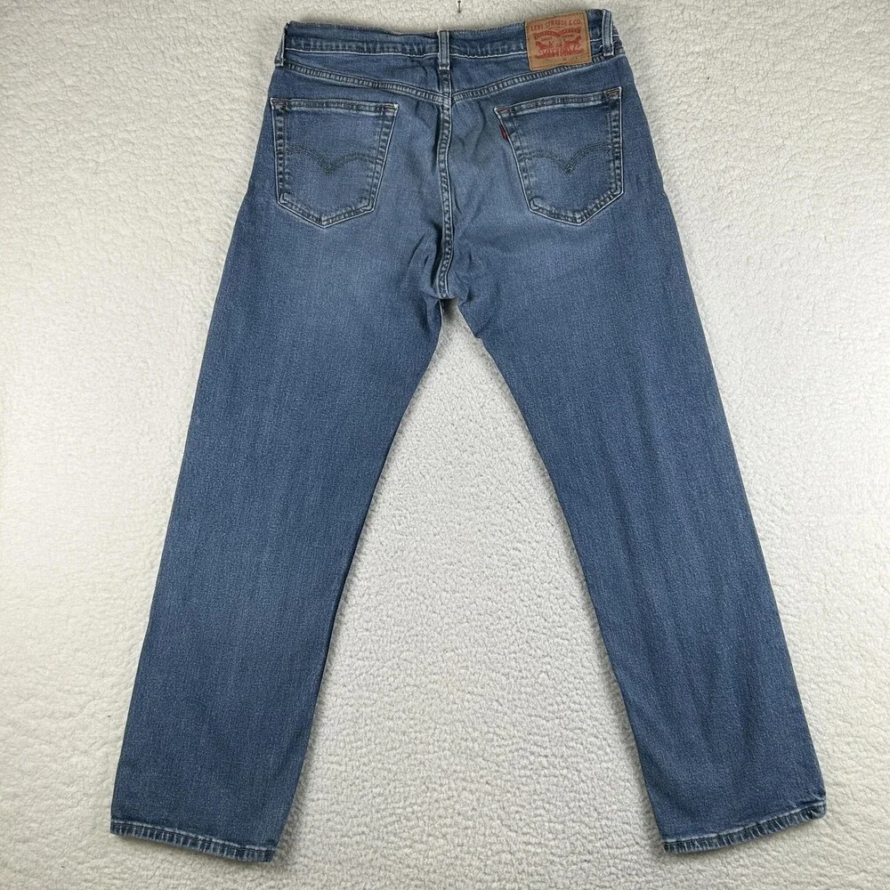 Levis 505 Jeans Mens 34x31 Med Wash Denim Regular Straight Stretch Zip Fly